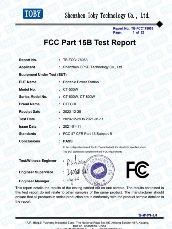 FCC - Shenzhen Cpkd Technology Co., Ltd.