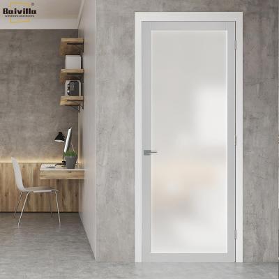 China Soundproof Modern Aluminum Glass Door Swing Interior Bathroom Baivilla Frame Door for sale