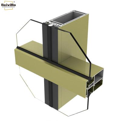 China Baivilla Frame Curtain Wall Soundproof Semi Hidden Tempered Glass For Building for sale