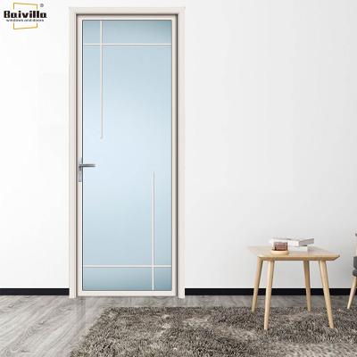 China Baivilla Soundproof Exterior Bathroom Doors Aluminum Swing Door With Darkened Glass for sale