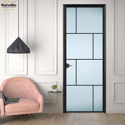 China New Baivilla Soundproof Modern Interior Aluminum Modern Swing Glass Door With Casement Frosted Glass Door for sale