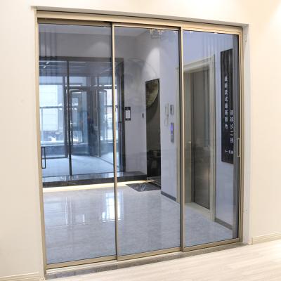 China Tempered Glass Meeting Room Sliding Door Soundproof Insulated Triple Sliding Door for sale