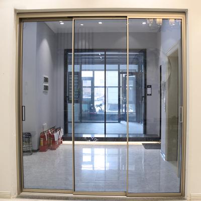 China Customized Stylish Glass Soundproof Sliding Exterior Door Black Triple Glass Sliding Door for sale