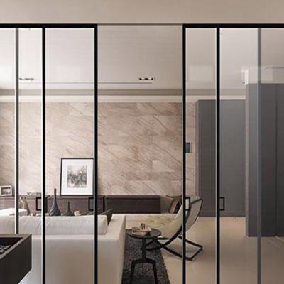 China Soundproof Aluminum Glass Panel Sliding Door Furniture Frame 3 Linkage Sliding Door for sale