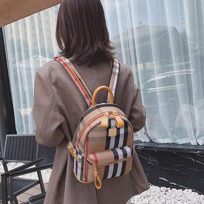 China Waterproof Women Fashion Plaid Backpacks Canvas Student School Bags Designer Ladies Stylish Backpack For Girls for sale