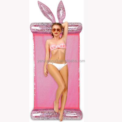 China Custom Factory Price Eco-friendly Size PVC Printing Inflatable PVC Rabbit Ear Pool Float Water Float Swim Ring for sale