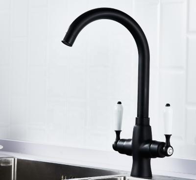 China Double Handle Mixer Cold Water Taps YL5008B European Black Kitchen Faucet Thermostatic Hot Brass Kitchen Faucet for sale