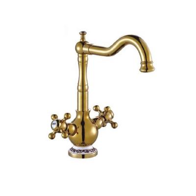 China Thermostatic Faucets European Style Antique Brushed Water Faucets Double Handle Basin Sink Bronze Faucet for sale