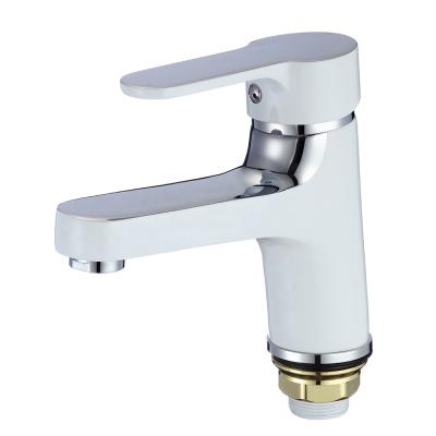 China Metered Faucets Zinc To Handle Brass Body Water Basin Faucet Cold And Hot Water Bathroom Mixer Taps for sale