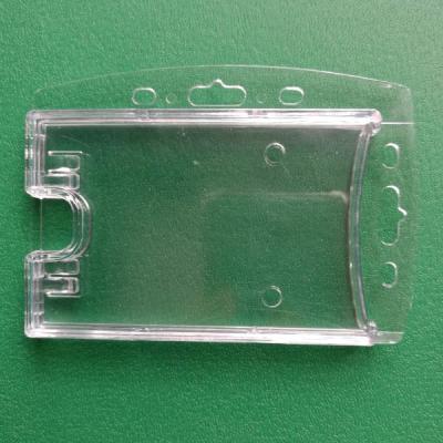 China Plastic Polycarbonate ID Card Holders Badge Cover Transparent Horizontal Travel Card ID Badge Holders Double Sided for sale