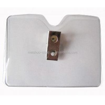 China Recyclable Clear Vinyl PVC Soft ID Card Badge Holder With Pin / Clip Combo On The Back for sale