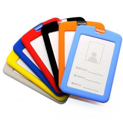 China Durable High Quality Environmental Silicone ID Card Name Badge Holder For Worker Stuff Employees Students Business Credit Card Holder for sale