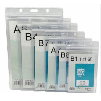 China Ziplock And White Tape Waterproof Clear ID Badge Card Pouch Plastic Holder Pockets For Lanyards for sale