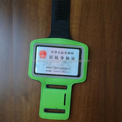 China Green Outdoor ID Card Badge Holder Neoprene Sports Armband Case For ID Card, Not For Mobile Phone for sale