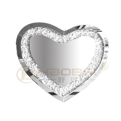 China Luxury Modern Minimalist Crushed Diamond Wall Mirror Heart Shaped Glass Mirror For Home Hotel for sale