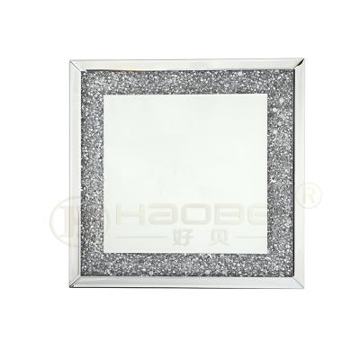 China Luxury Modern Square Faux Morden Diamond Wall Mirror Rectangle Glass Mirror For Living Room for sale