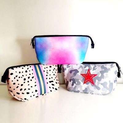 China Eco-friendly Neoprene Waterproof Small Pouch Cosmetic Organizer Bag Makeup Filter Frames Travel Make Up Pouch Custom Zipper Cosmetic Bags for sale