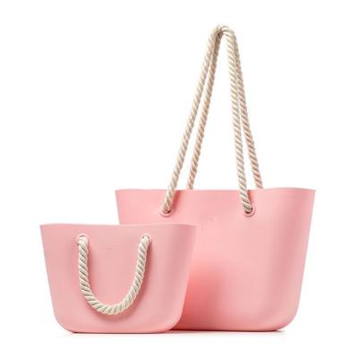 China Fashion beach bag jelly color silicone rope beach bag hot sale style swimming waterproof beach bag for sale