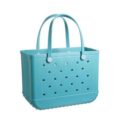 China Custom Waterproof Holes Summer Bags Fashion PVC Large Capacity EVA Swamp Beach Silicone Rubber Plastic Handbag for sale