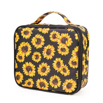 China Fashion Make Up Bag INS Fashion Makeup Bags Sunflower Cosmetic Filter Endcaps for sale