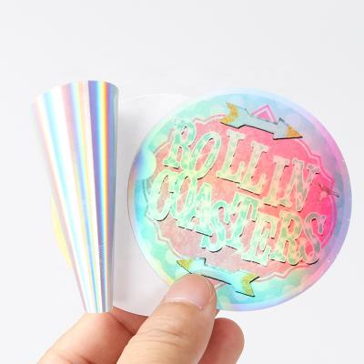 China Rainbow Sparkle Stickers Luxury Die Cut Stickers Circle Waterproof Custom Glitter Die Cut Stickers for sale