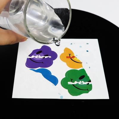 China Custom Printing Waterproof Color Changing Stickers Blue Water Color Changing Water Sensitive Sticker for sale