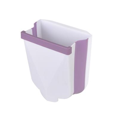 China Sustainable Plastic Folding Waste Bin Cabinet Door Garbage Bin Kitchen Wall Mounted Hanging Trash Bin for sale