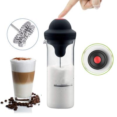 China Sustainable Handheld Battery Operated Automatic Milk Frother Maker Electric Coffee 450ml Milk Frother With Glass Cup for sale