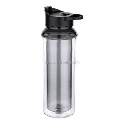 China Amazon Sustainable Custom Portable Thermal Success Double Layer Water Bottle Double Walled Recycling Plastic With Lid for sale