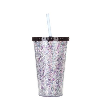 China Best Selling Eco-friendly Cheap Fashion 16oz Double Wall Say Off Lovely Plastic Lipstick Kids Glitter Mug Sublimation for sale