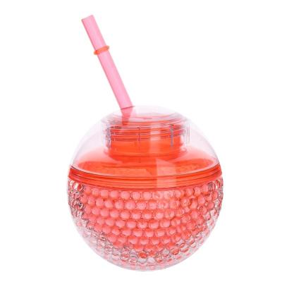 China New Innovative Desktop Dafu Product Double Wall Crazy Spherical Ice Cooling Party Drink Plastic Cups With Straw-Eco Friendly for sale