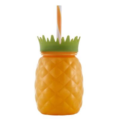 China 21oz Cartoon Viable Pineapple Shape New Design Creative Beverage Drinking Water Straw Bottle For Children Wholesale for sale