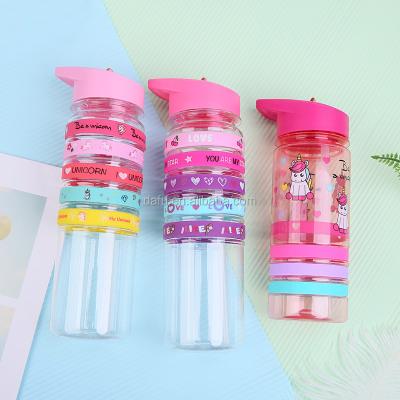 China 500-700ml Sustainable Hot Products 2022 Portable Cartoon Kid's Water Bottle With Bpa Free Plastic Straw Bottle for sale