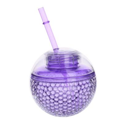 China New innovative product eco-friendly crazy dafu spherical ice cream double wall cooling plastic party drink cups with straw for sale