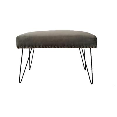 China Hotel Velvet Cushion Metal Legs Customizable Vanity Sofa Foot Stool for sale