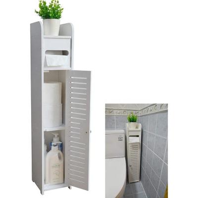 China Small Sustainable White Slim Toilet Vanity Bath Floor Shelves Bathroom Storage for sale