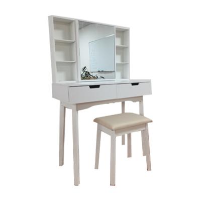 China Vintage Mirror Furniture Dressing Table Makeup Vanity White Table With Mirror for sale