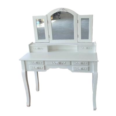 China Vintage Modern Home Furniture Dressing Table Makeup Vanity White Table With Mirror for sale