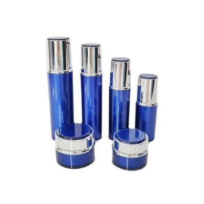 China Cosmetic Cylindrical Shape Plastic Cosmetics Bottles Eco Luxury Acrylic Cream Jar Lotion Bottles Cosmetic Packaging for sale