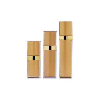 China Cosmetic New Products Golden Square Shape Plastic Cosmetics Bottle Luxury Acrylic Lotion Bottles Cosmetic Packaging for sale