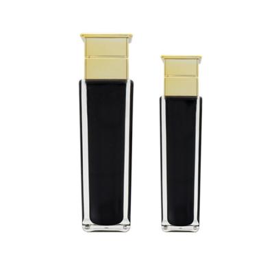 China Factory Square Cosmetics High Quality Plastic Acrylic Cosmetic Containers Luxury Black Lotion Pump Spray Bottles for sale