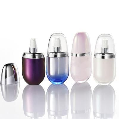 China Hot Selling Cosmetic Oval Flat Shape Plastic 50ml Cosmetics Bottles Sunscreen Luxury Acrylic Container Cosmetic Beauty Packaging for sale