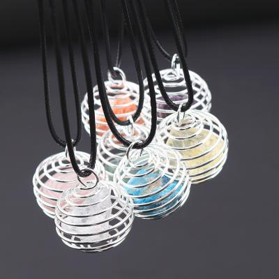 China PJ-C064 Fashion Wire Wrap Bell Gemstone Necklace, Silver Plated Raw Stone Bell Necklace Gemstone Inside Cute Jewelry For Christmas for sale