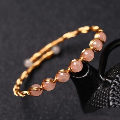 China PJ-C198 new lead-free handwoven bracelet 14K gold plated crystal can be open bracelet crystal bracelet ins wind manufacturers wholesale for sale