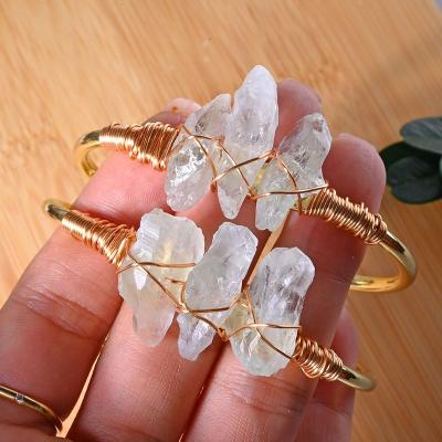 China PJ-C126 2021 summer hot sale TRENDY jewelry opening large irregular winding crystal bracelets healing natural stone for sale