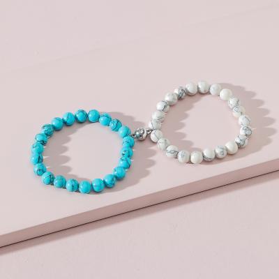 China PJ-C350 FASHIONABLE turquoise howlite bracelet set, two layers gemstone couple bracelet jewelry fashion bracelet for love for sale