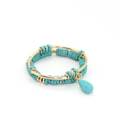 China PJ-C314 FASHIONABLE gold plated bracelet for women jewelry set natural stone crystal bracelet turquoise set for sale