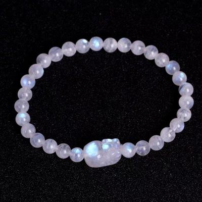 China PJ-C279 FASHIONABLE amazing blue light natural stone moonstone beaded bracelet troops charm white stone brave bracelet for sale