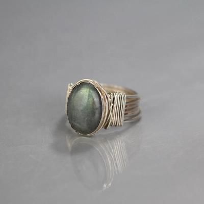 China New PJ-C258 Ring Fashion Ring Men's and Women's Ring Fashion Woven Retro Woven Gem Cute Ring Natural Stone for sale