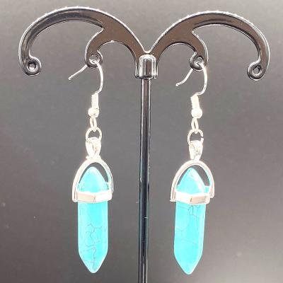 China BOHEMIA PJ-C235 Healing Gem Stone Earring Shape Earring Silver Plated Lazulite Turquoise Acute Earring for sale